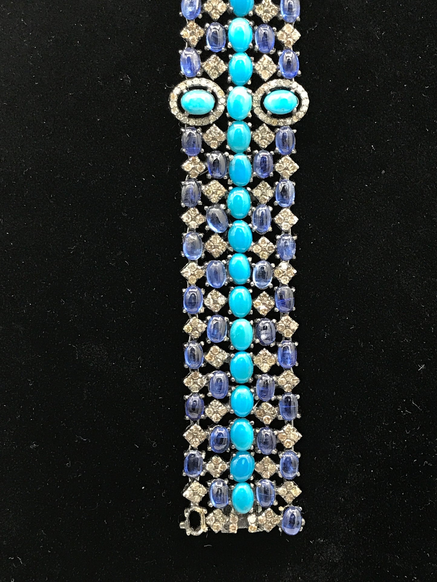 Turquoise and Kynite Designer Bracelet with Diamonds