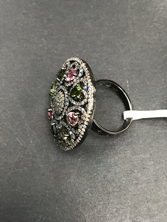 DIAMOND AND MULTI TOURMALINE RINGS