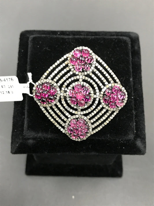 Pave Diamond Ring .925 Oxidized Sterling Silver Diamond Ring, Genuine handmade pave diamond Ring Size Approx 1.36"(34 MM)