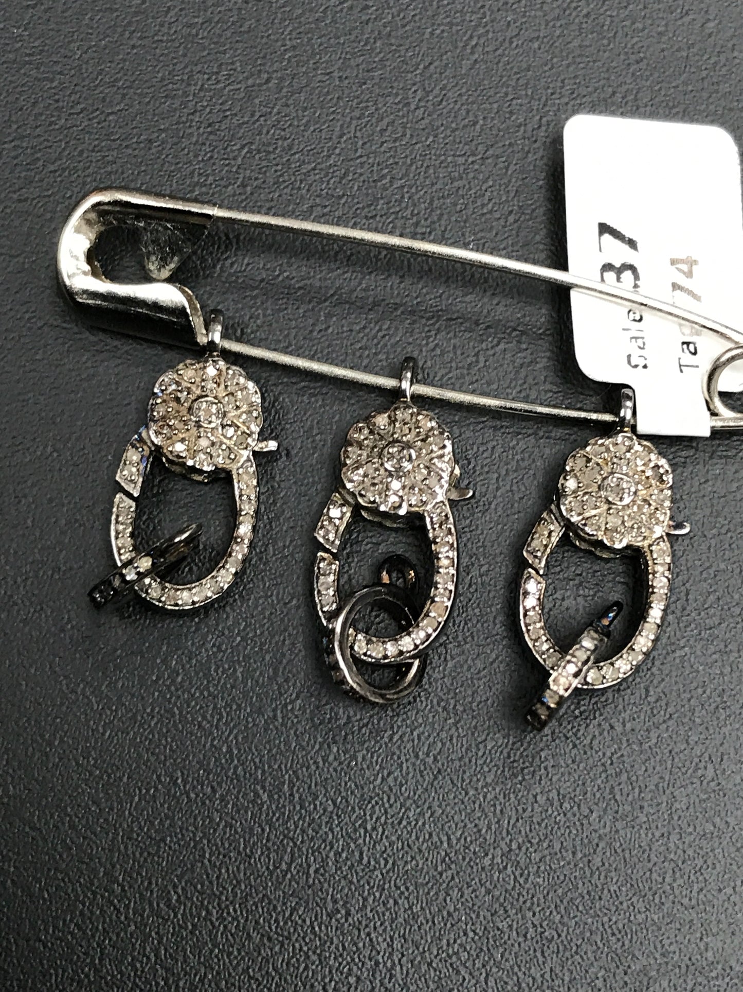 Diamond Clasps .925 Oxidized Sterling Silver Diamond Clasps, Genuine handmade pave diamond Clasps Size Approx 1.12"(28 x 10 MM)