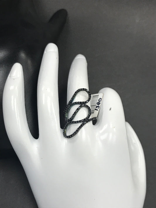 Black Spinel Ring .925 Oxidized Sterling Silver Black Spinal Ring, Genuine handmade pave Black Spinal Ring Size Approx 1.16"(19x29 mm)