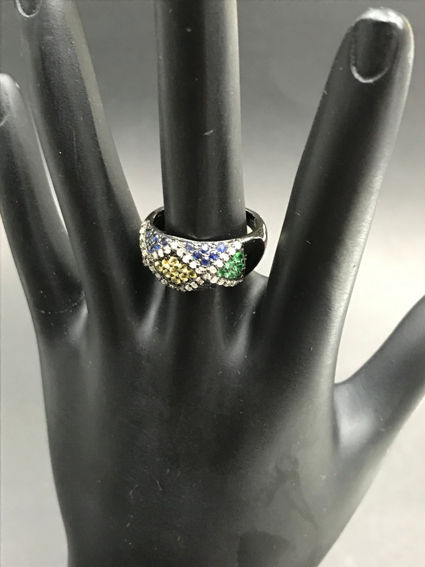 Diamond and Multi Sapphire Silver Rings
