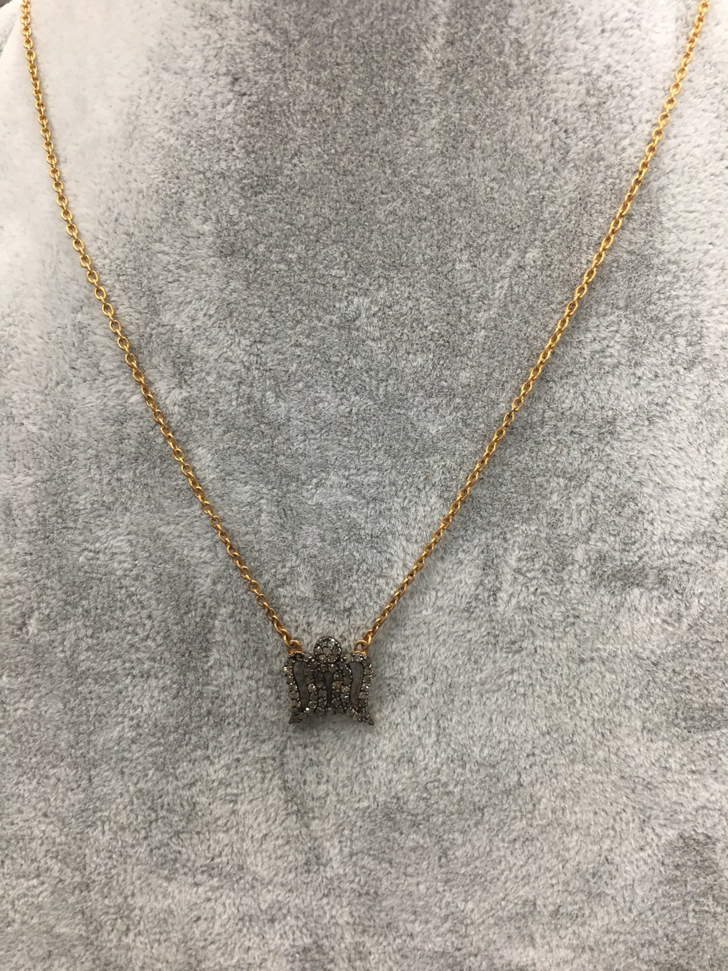 Angel Wing Pave Diamond Necklace with Silver Chain
