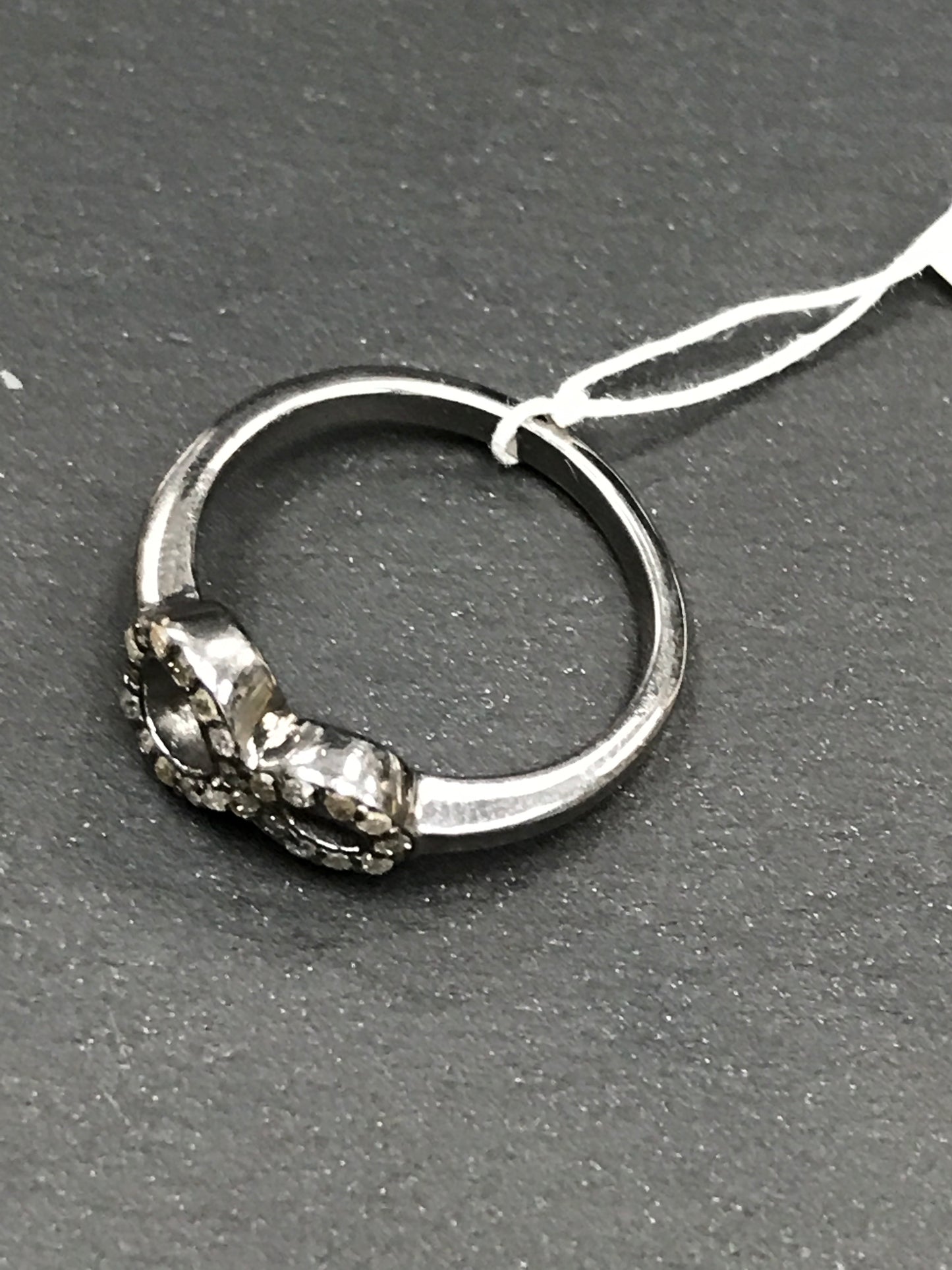 Figure Eight Pave Diamond Ring .925 Oxidized Sterling Silver Diamond Ring, Genuine handmade pave diamond Ring .
