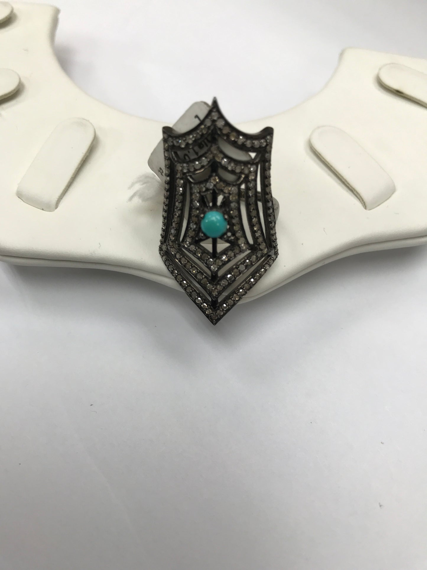 Pave Diamond Ring .925 Oxidized Sterling Silver Diamond Ring, Genuine handmade pave diamond Ring Size Approx 1.44"(21 x 36 MM)