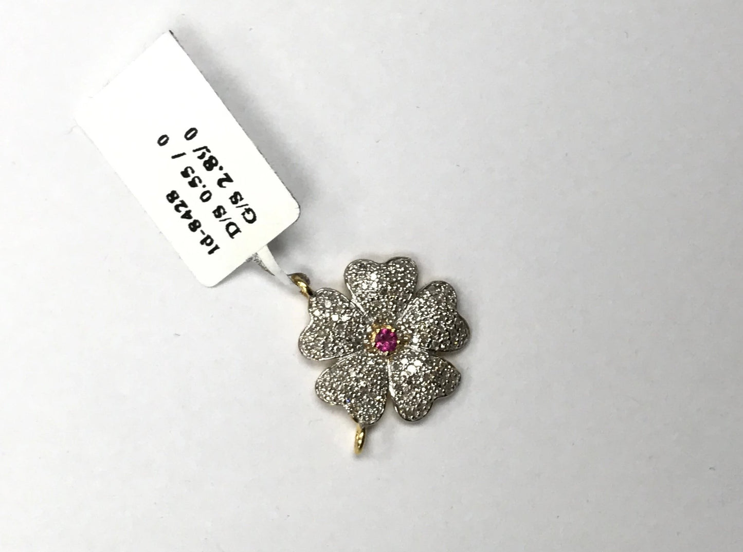 14K Solid Gold Flower Diamond Pendants.