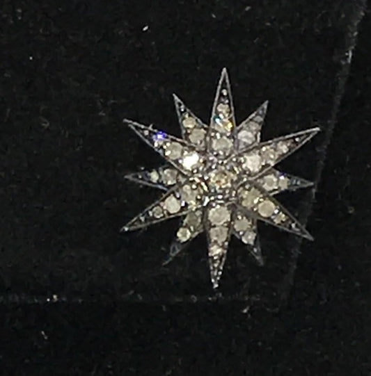 Sun Burst Shape Diamond Earring Stud