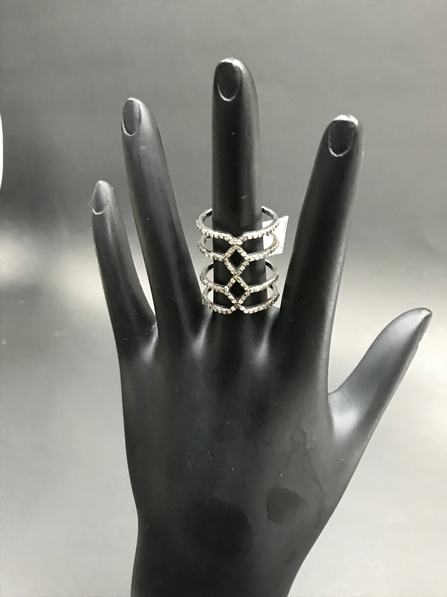 Pave Diamond Ring .925 Oxidized Sterling Silver Diamond Ring, Genuine handmade pave diamond Ring Size Approx 0.88"(22 x 20 mm)