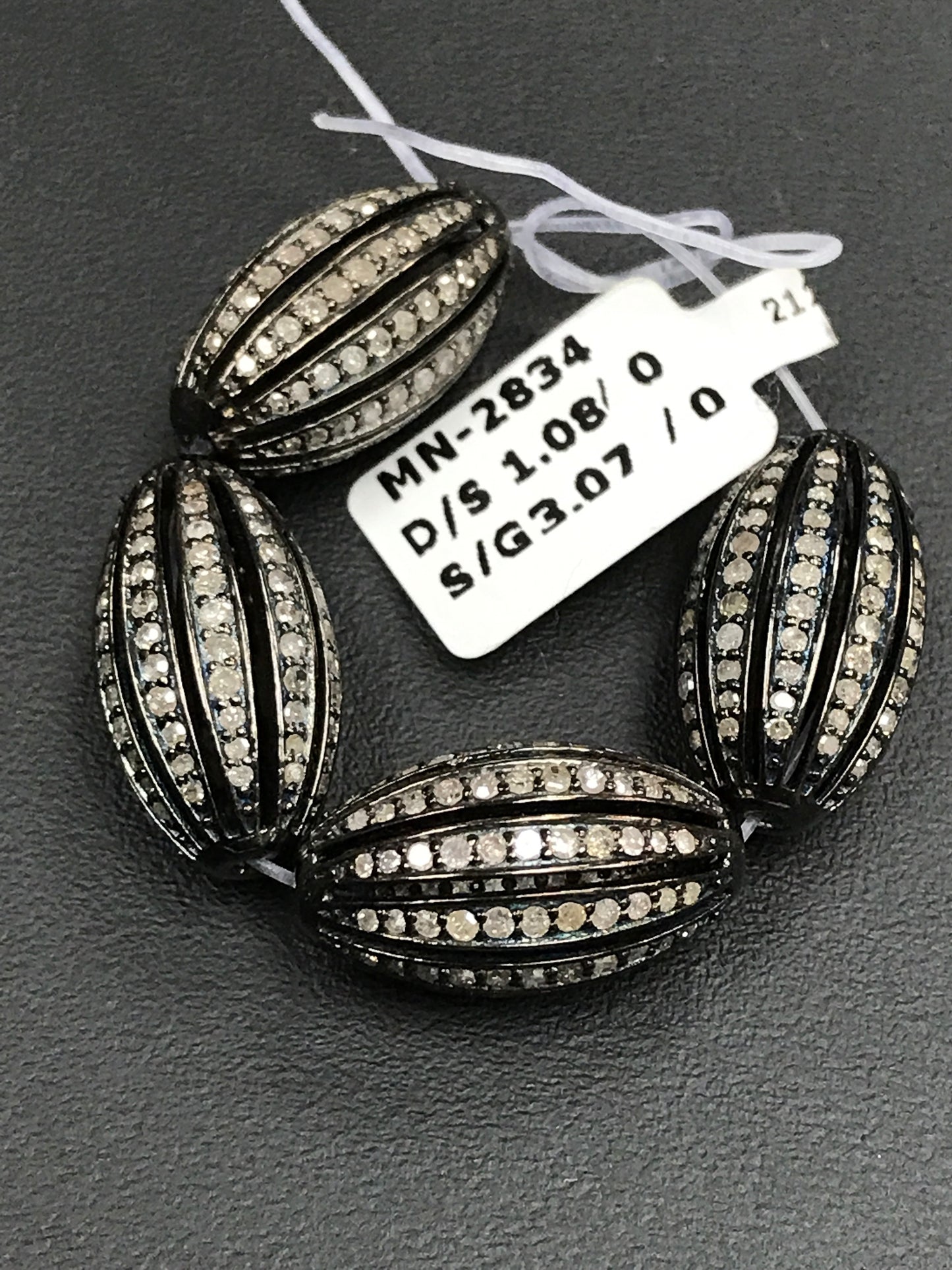 oval shape pave diamond beads