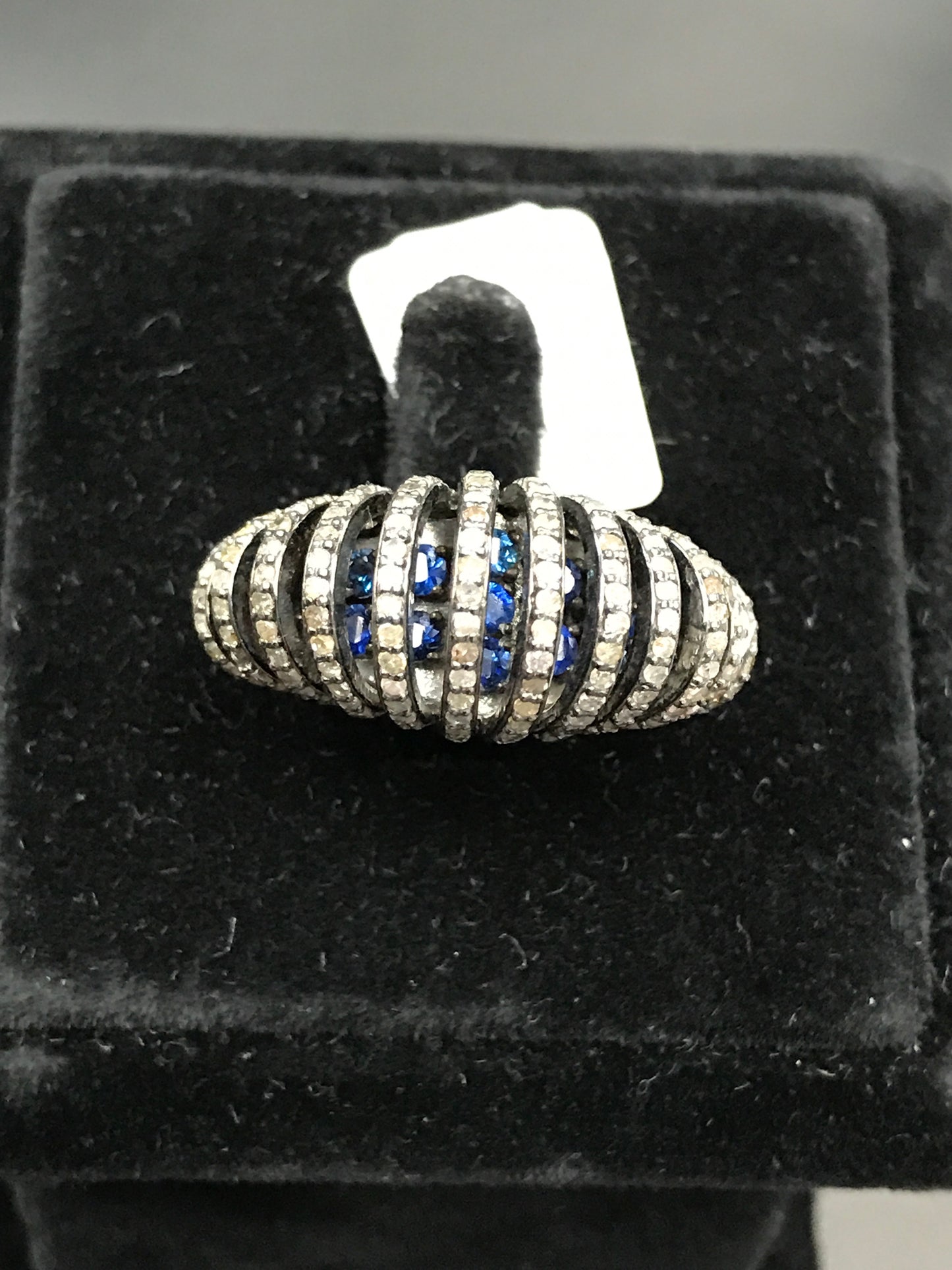 Silver Pave Diamond Ring .925 Oxidized Sterling Silver Diamond Ring, Genuine handmade pave diamond Ring Size Approx 0.92"(23 X 15 MM)