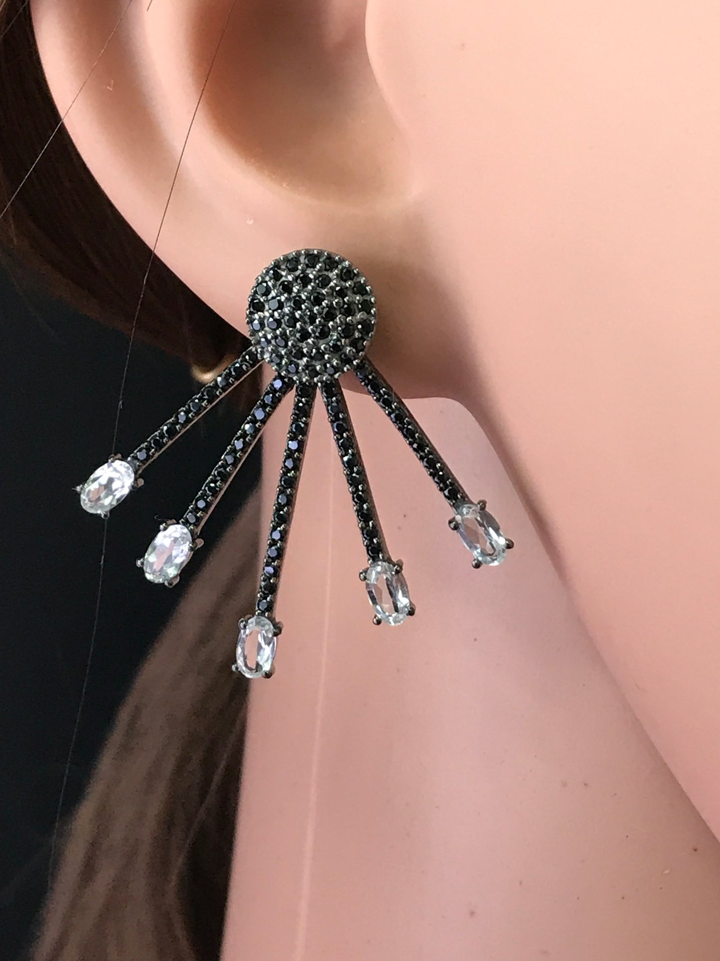 Black Spinel Moonstone Earring