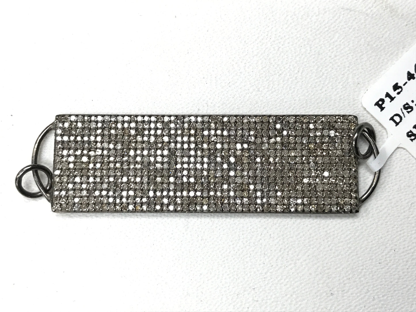 Rectangle Diamond Pendant, .925 Oxidized Sterling Silver Diamond Pendant, Genuine handmade pave diamond Pendant Size Approx 50 x 15 mm