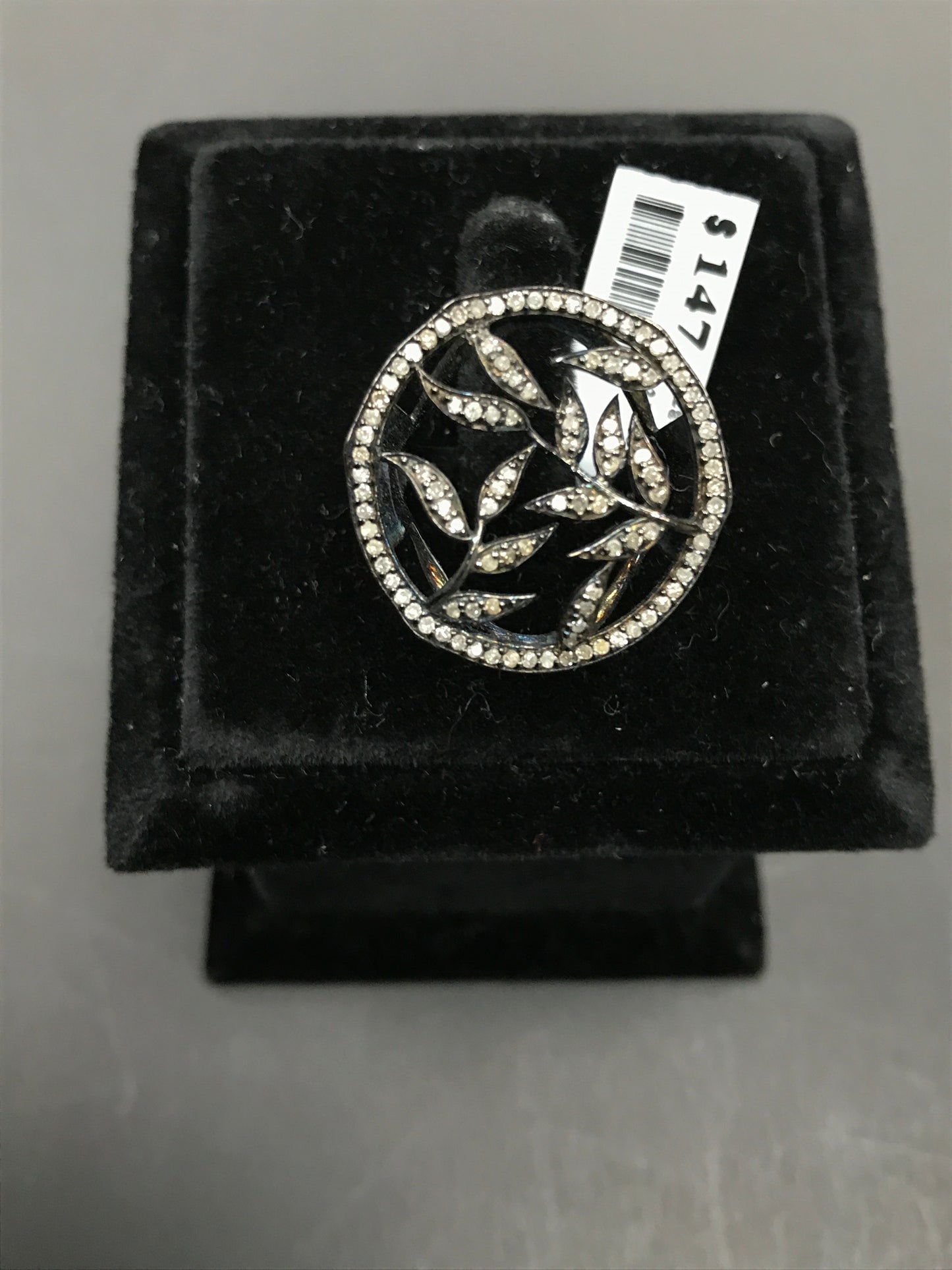 Diamond and Silver Black Rhodium Finish Ring