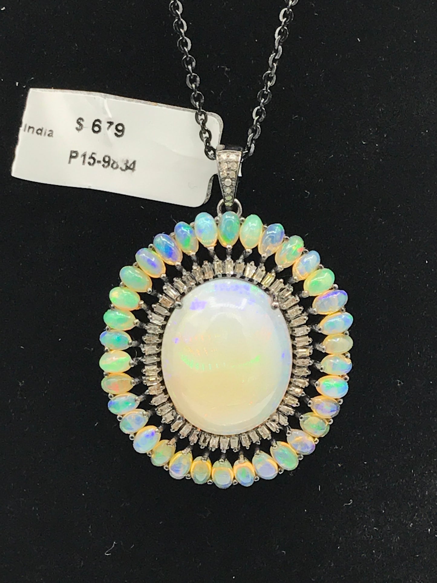 Opal and Diamond Pendant