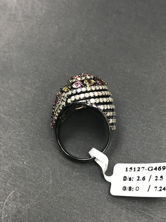 DIAMOND AND MULTI TOURMALINE RINGS