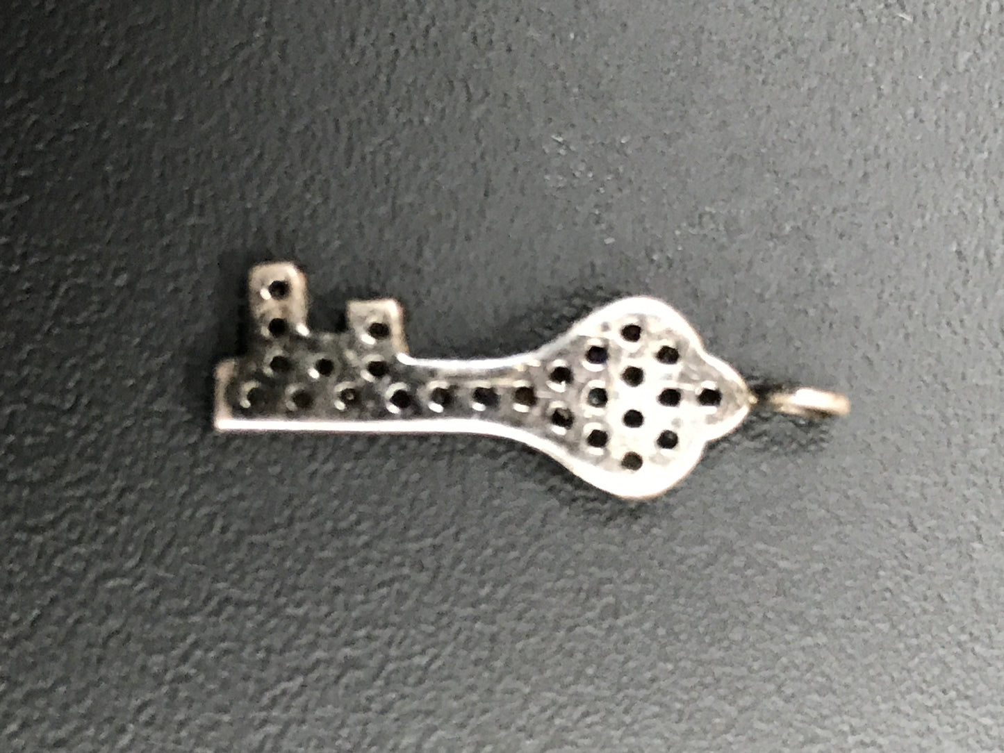 Key Shape Pave Diamond Charm .925 Oxidized Sterling Silver Diamond Charms, Genuine handmade pave diamond Charm Size 8x24 MM