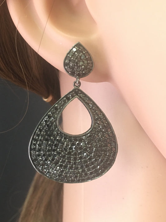 Flat Drop Shape Tsvorite Earring