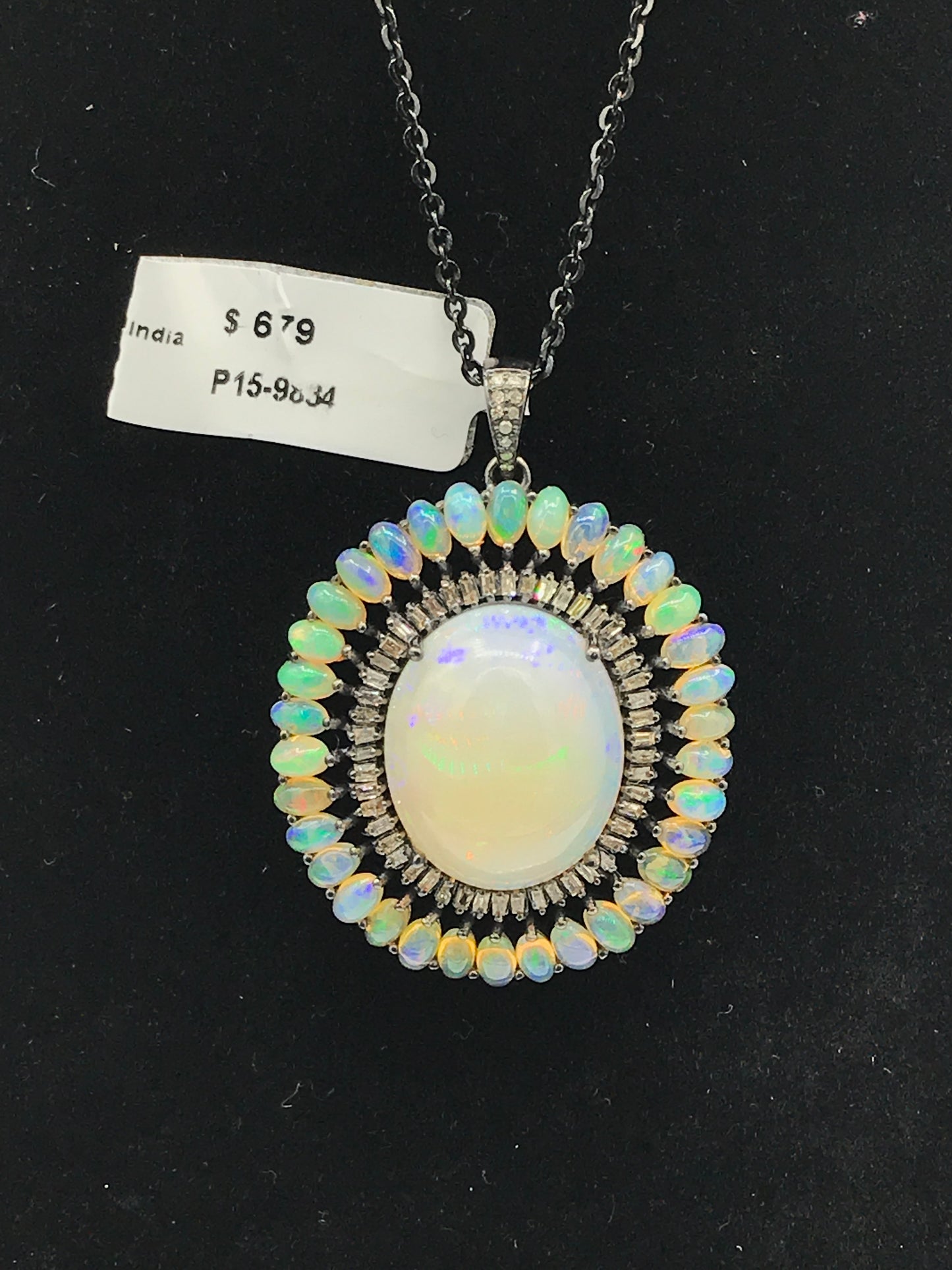 Opal and Diamond Pendant