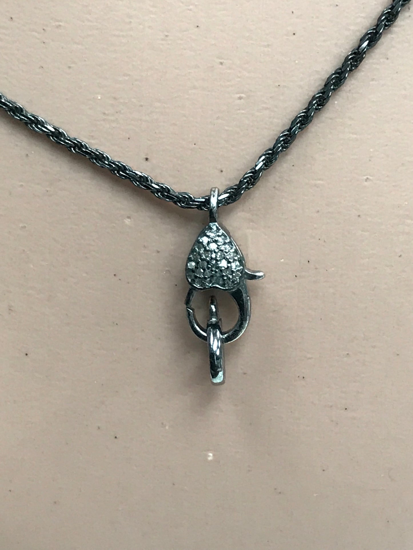 Diamond Clasps .925 Oxidized Sterling Silver Diamond Clasps, Genuine handmade pave diamond Clasps Size Approx 0.96"(24 x 8 MM)