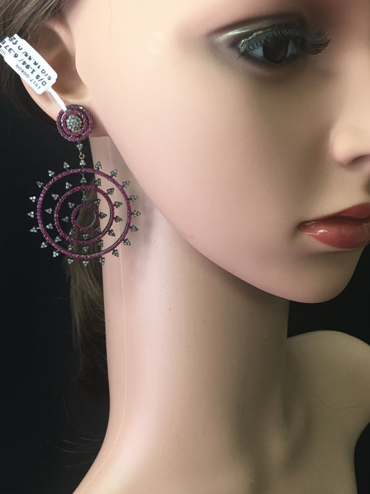 Diamond and Ruby Circle Earring