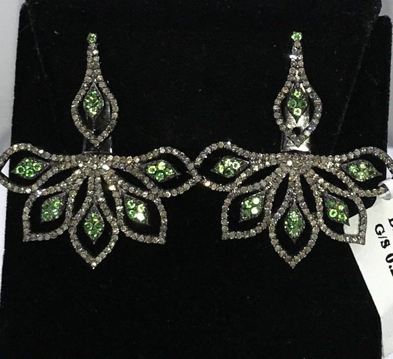 Front Back Flower Stud Earrings with Tsvorite