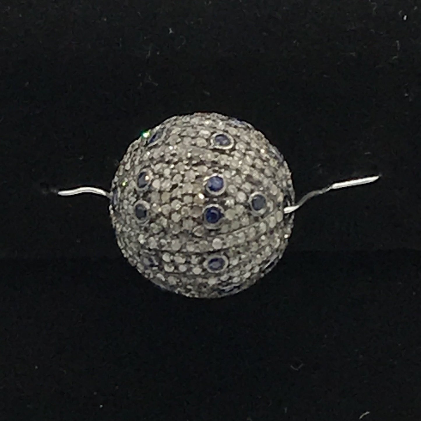 Pave Diamond Round Beads with Sapphire