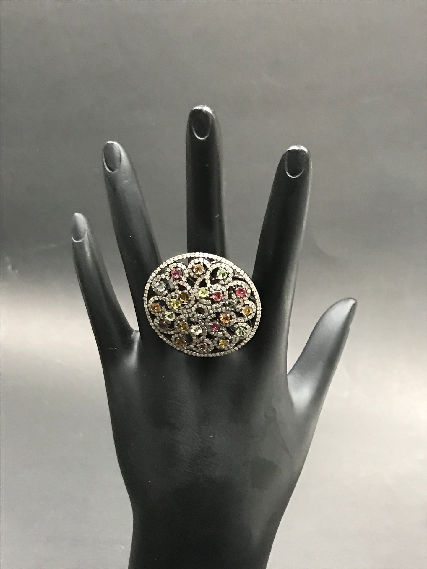 DIAMOND AND MULTI TOURMALINE RINGS