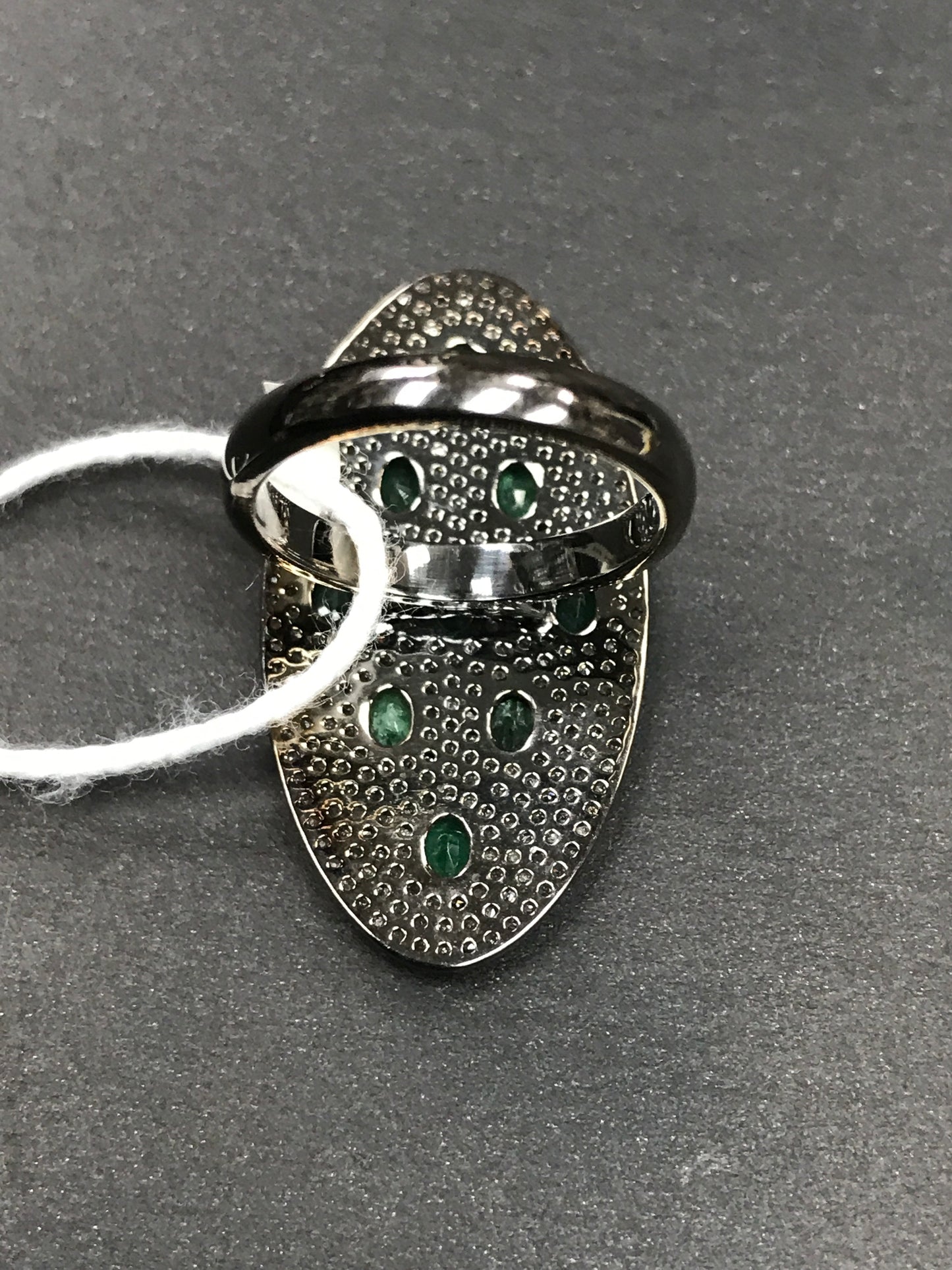 Oval Diamond Ring with Emerald Stone