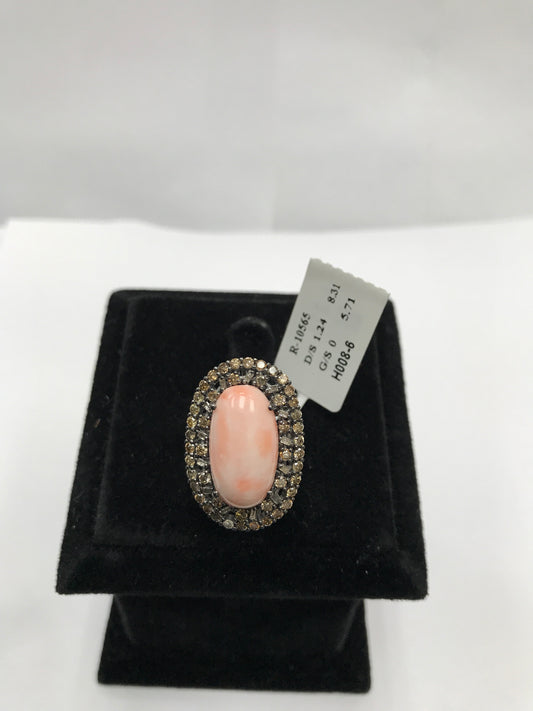 Coral and Diamond Ring