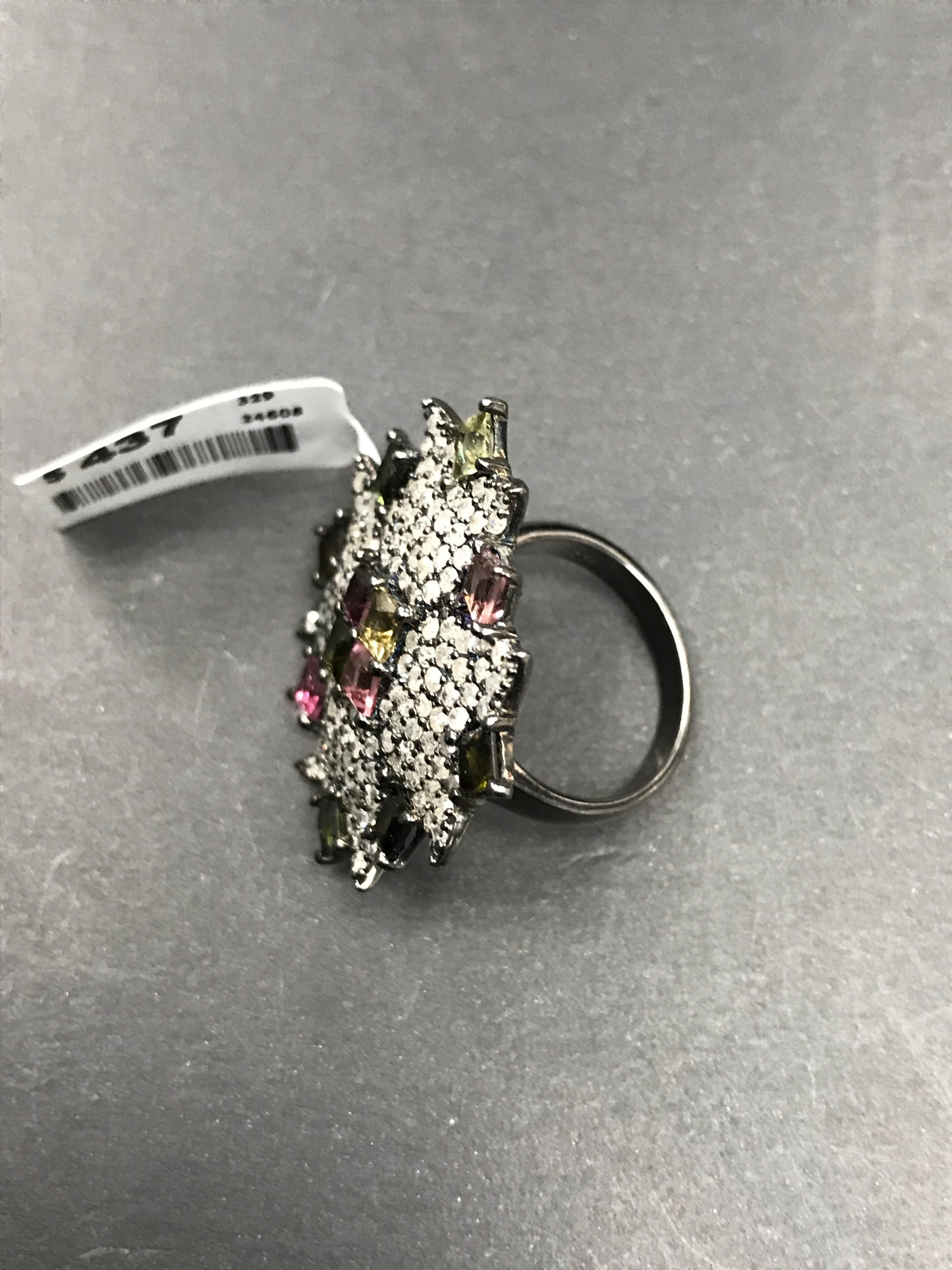 DIAMOND AND MULTI TOURMALINE SILVER RINGS