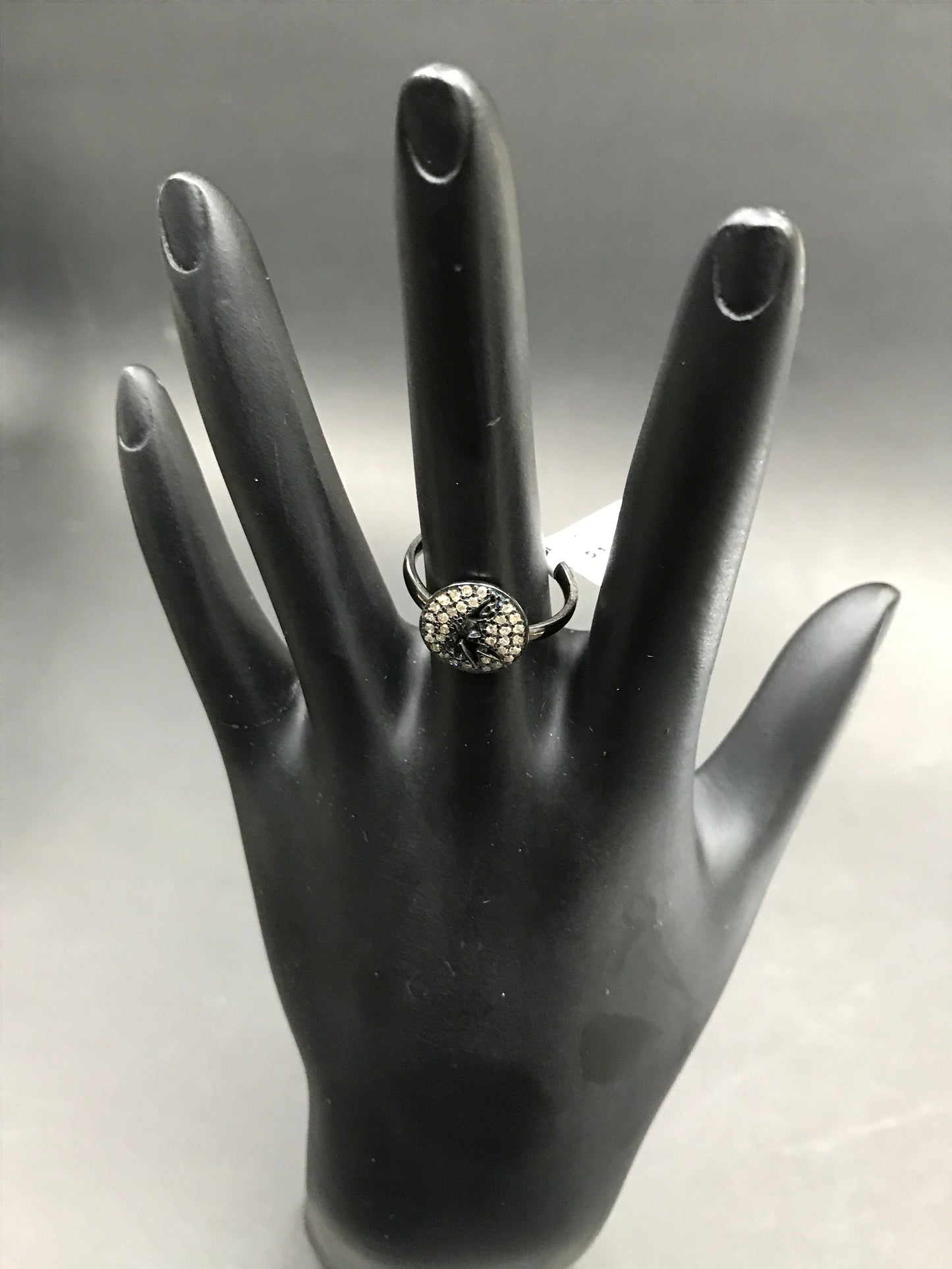Diamond and Silver Black Rhodium Finish Ring