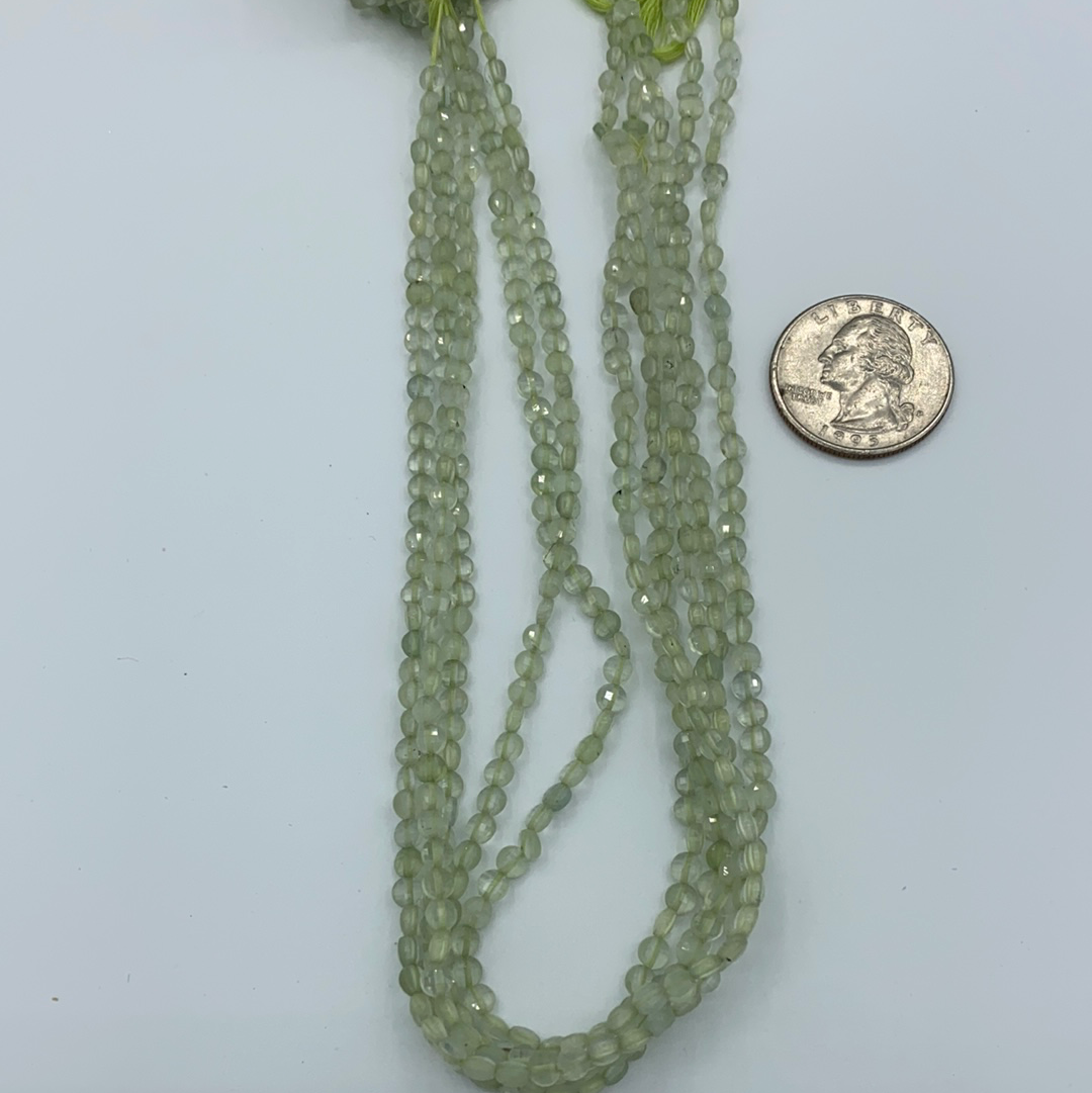 Prehnite faceted beads coin, beads coin,beads, coin