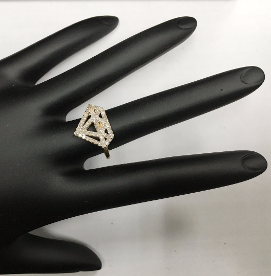 14k solid Gold Diamond Shape Diamond Rings. Approx Size 0.60 "(12 x 15 mm)