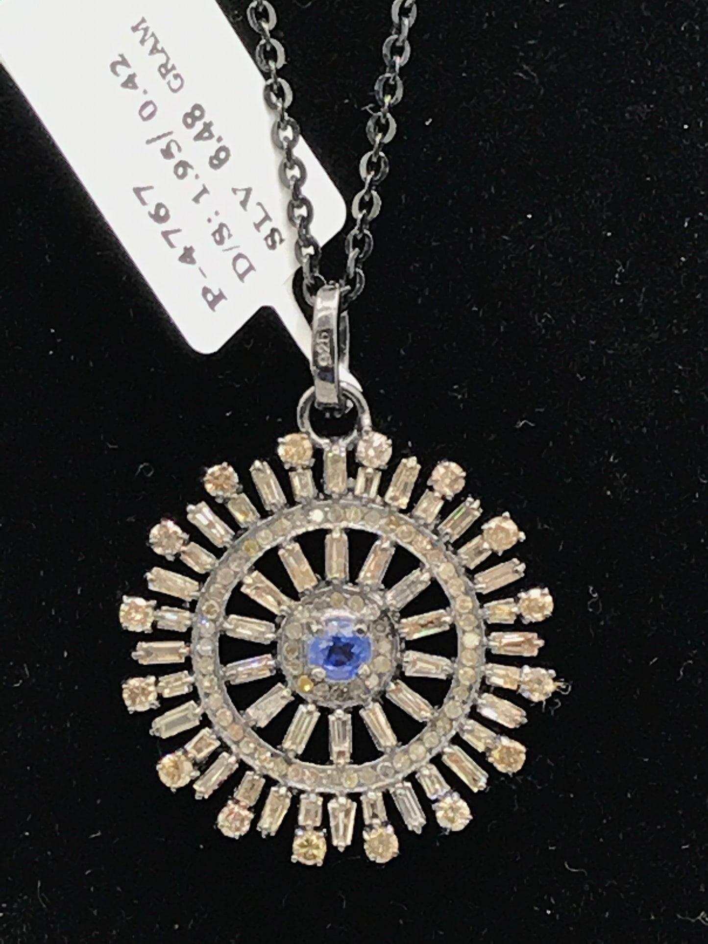 Sun Burst Diamond Pendants & Charms, Red Stone Middle