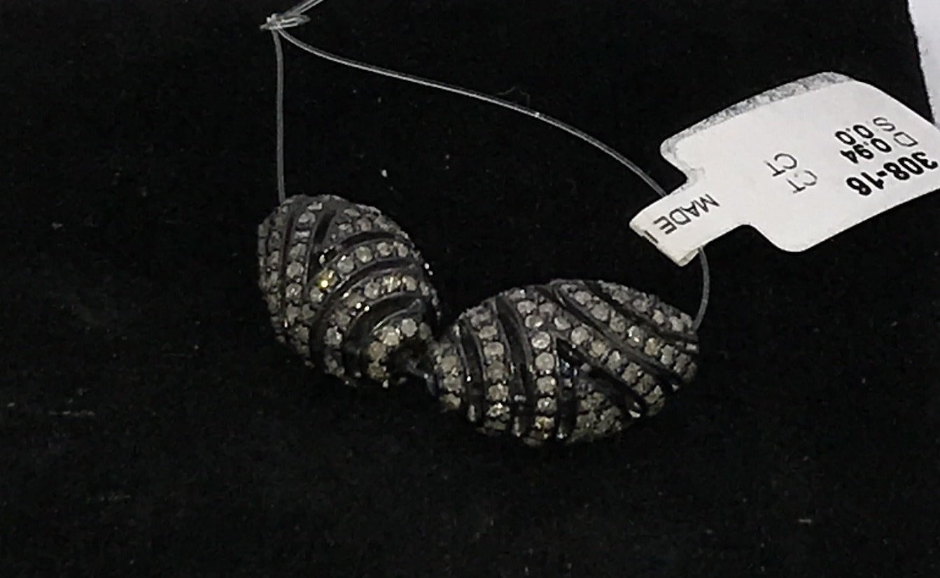 Oval Shape Filigree Pave Diamond Beads