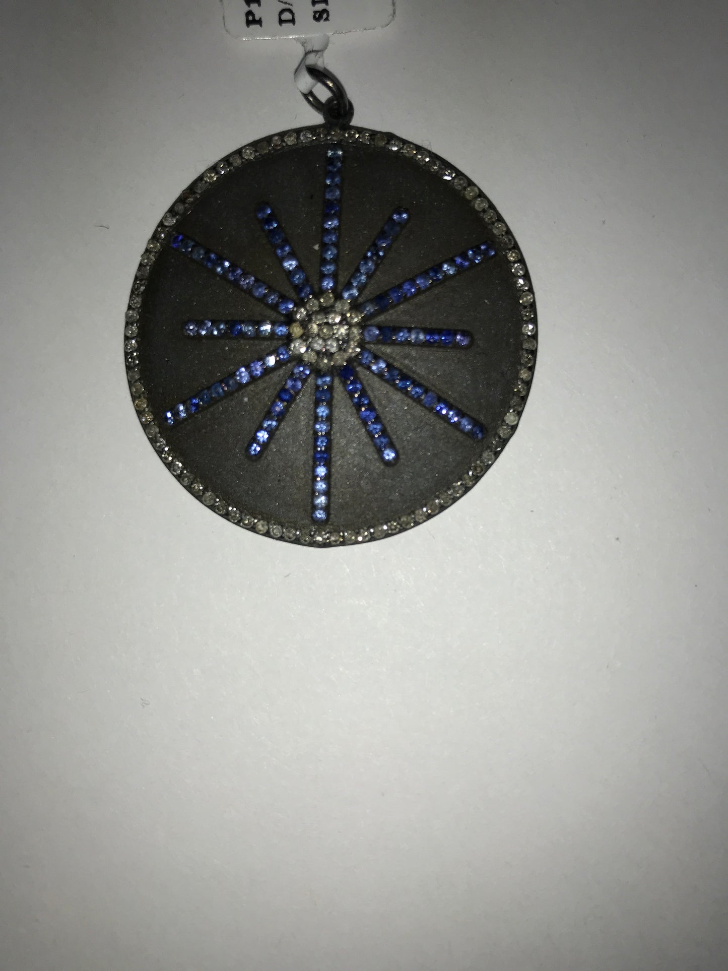 Round Shape Silver Pave Diamond Pendant .925 Oxidized Sterling Silver Diamond Pendant, Genuine handmade pave diamond Pendant Size 40 MM