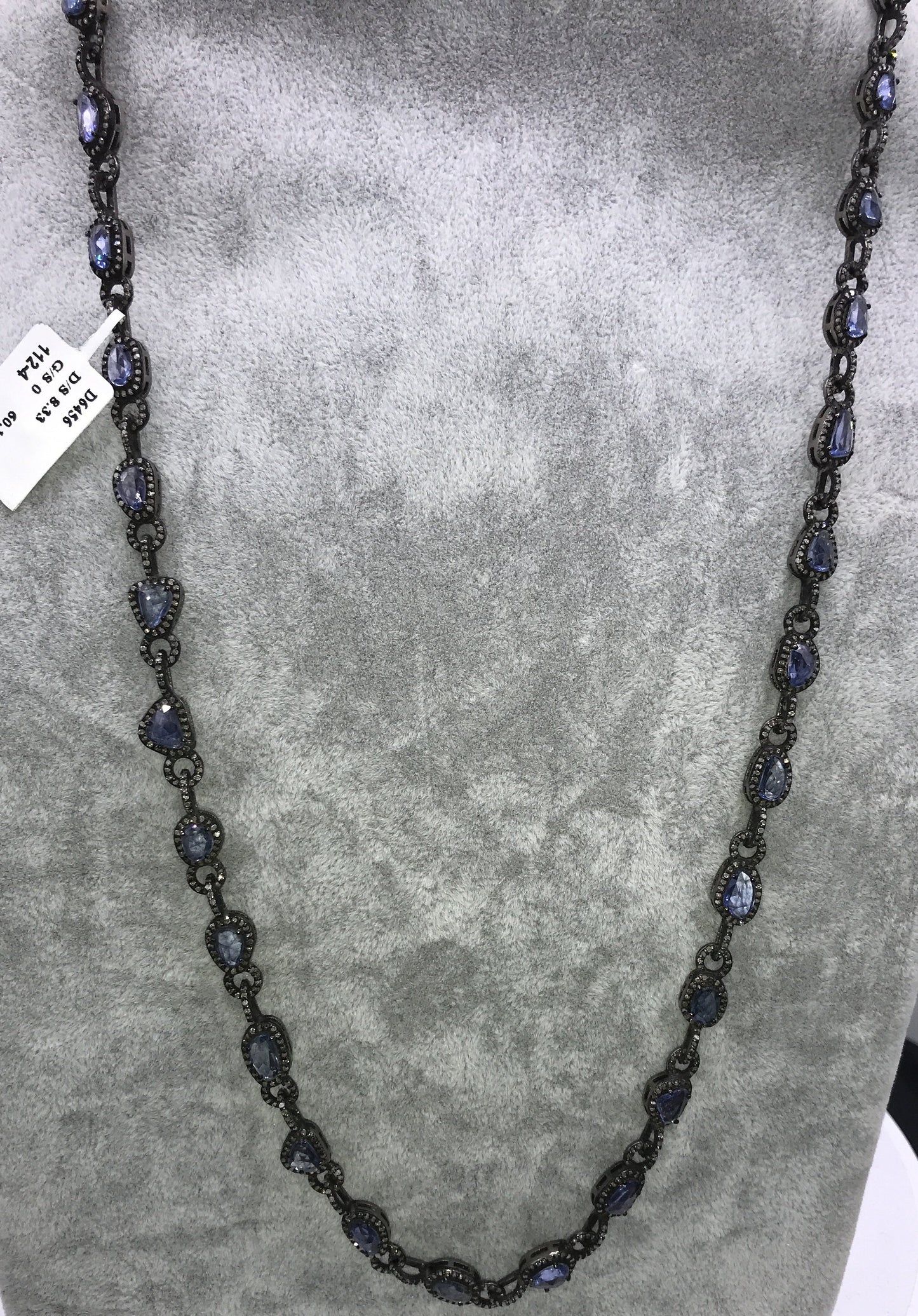 Blue Sapphire and Diamond Long Necklace