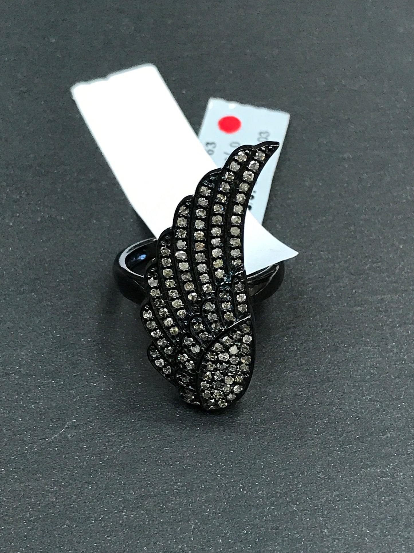 Diamond and Silver Black Rhodium Finish Ring