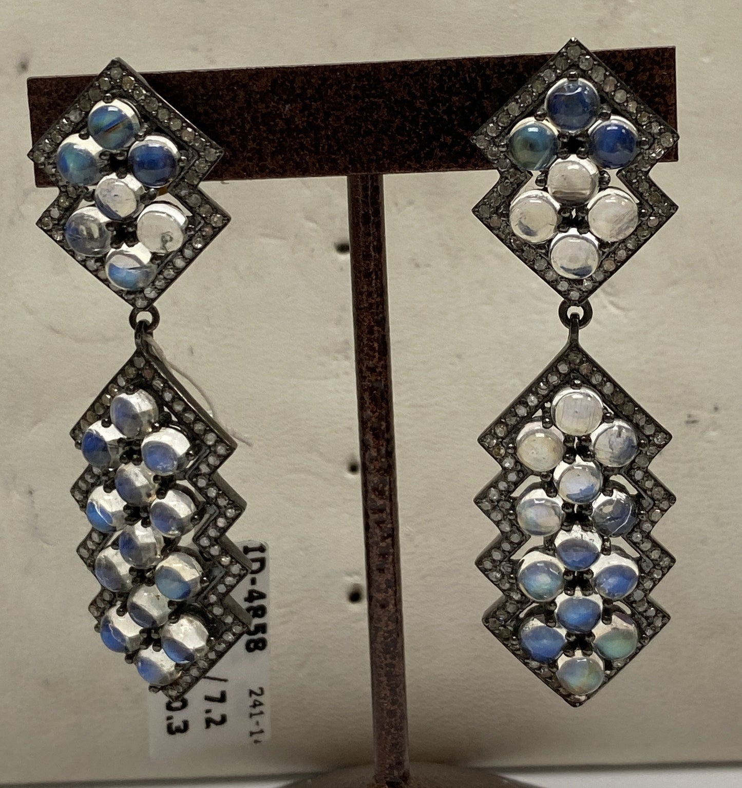 Rainbow Moonstone Diamond earring