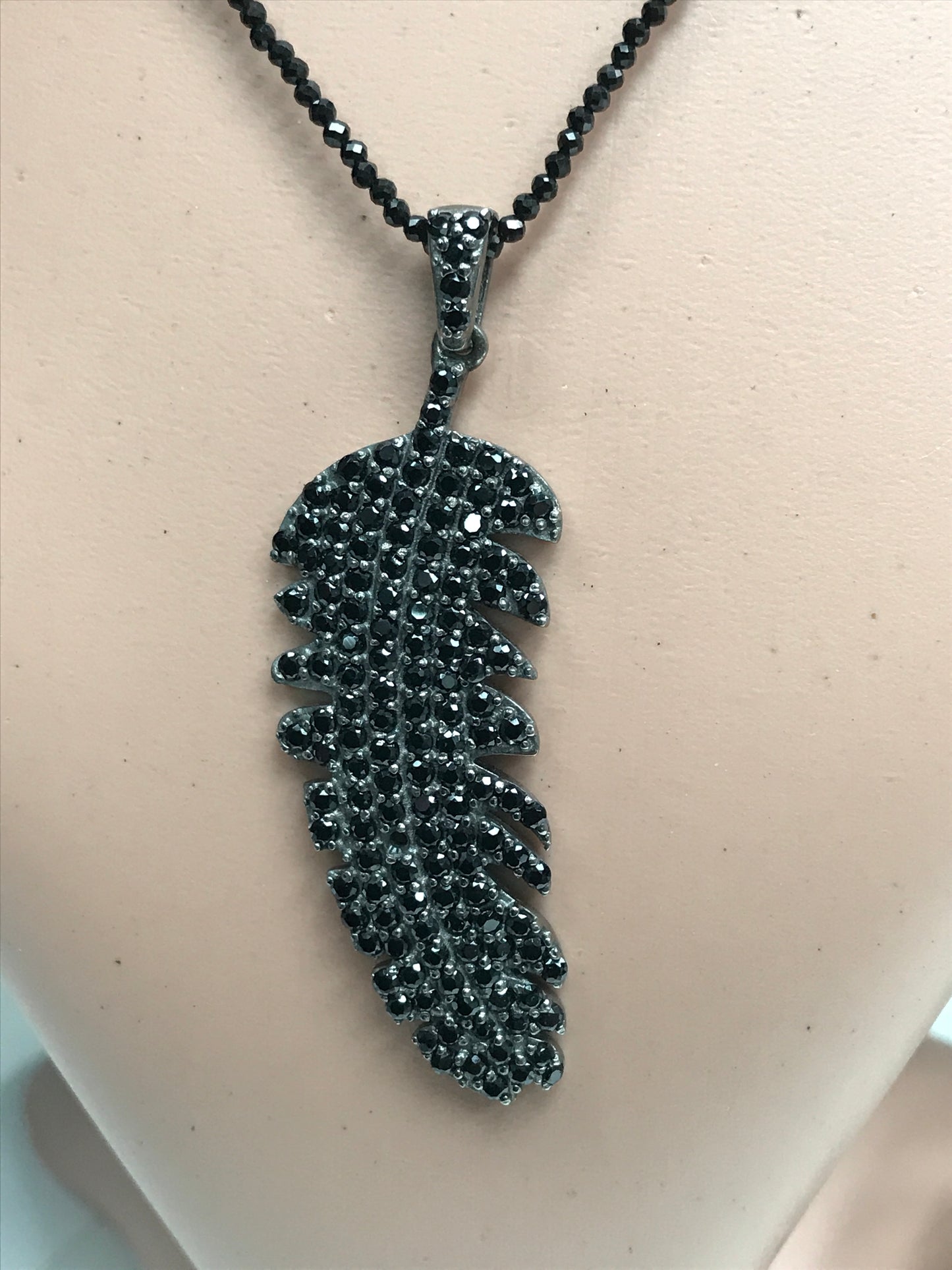 Black Spinel Leaf Pendant