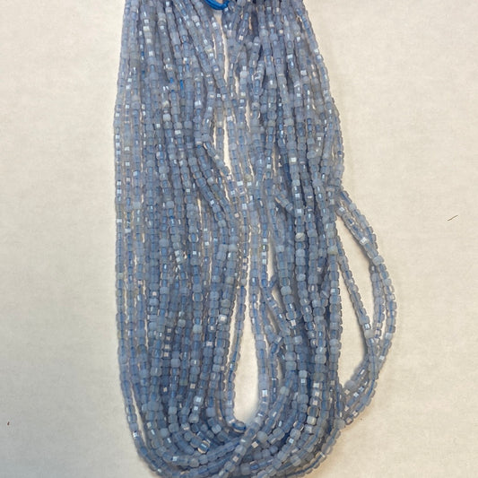 Chalcedony, Blue Chalcedony Faceted Square, Aqumarine faceted box, faceted cube