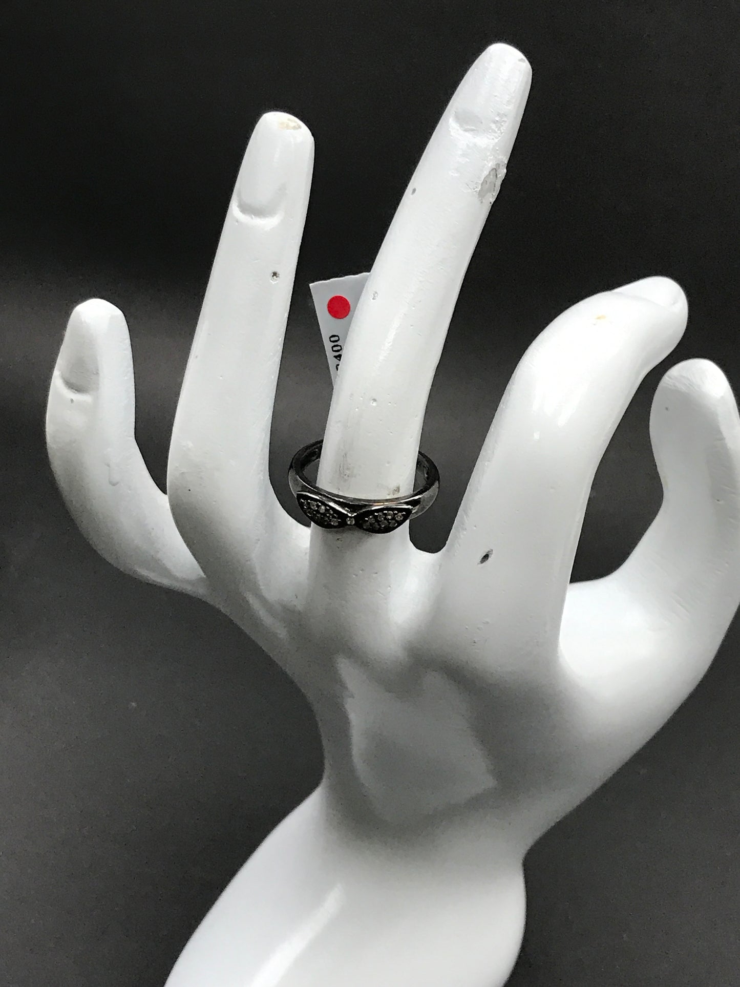 Diamond and Silver Black Rhodium Finish Ring