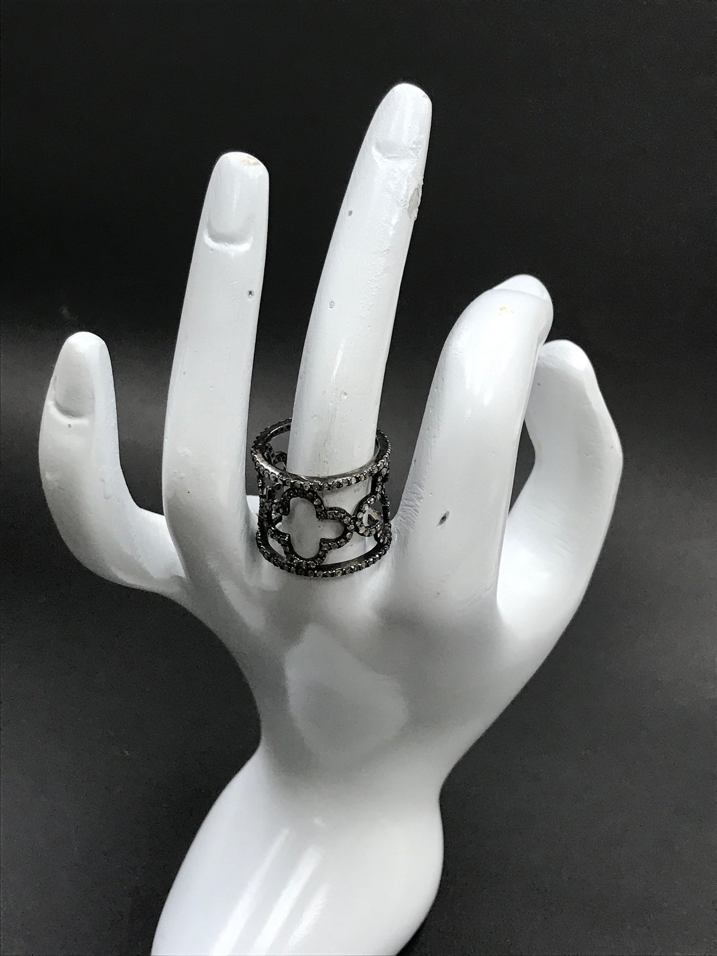 Diamond Silver Black Rhodium Finish Ring