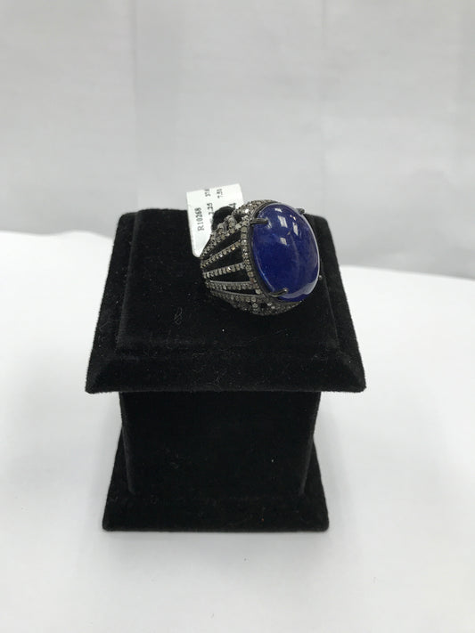 Tanzanite Oval and Diamond Ring