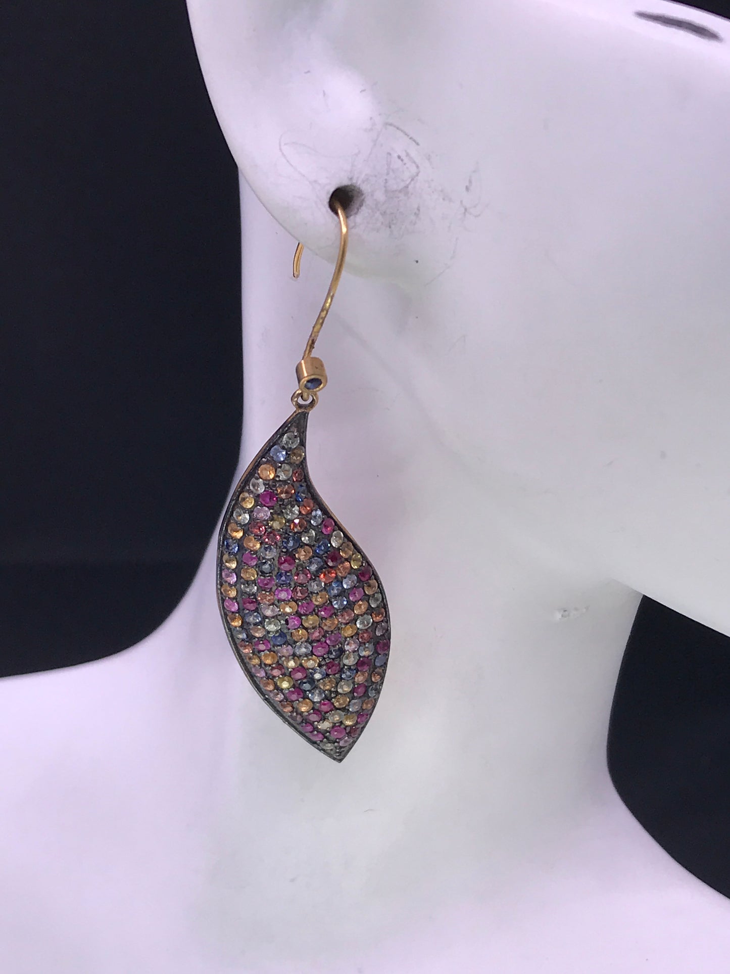 Leaf Shape Stone Earrings