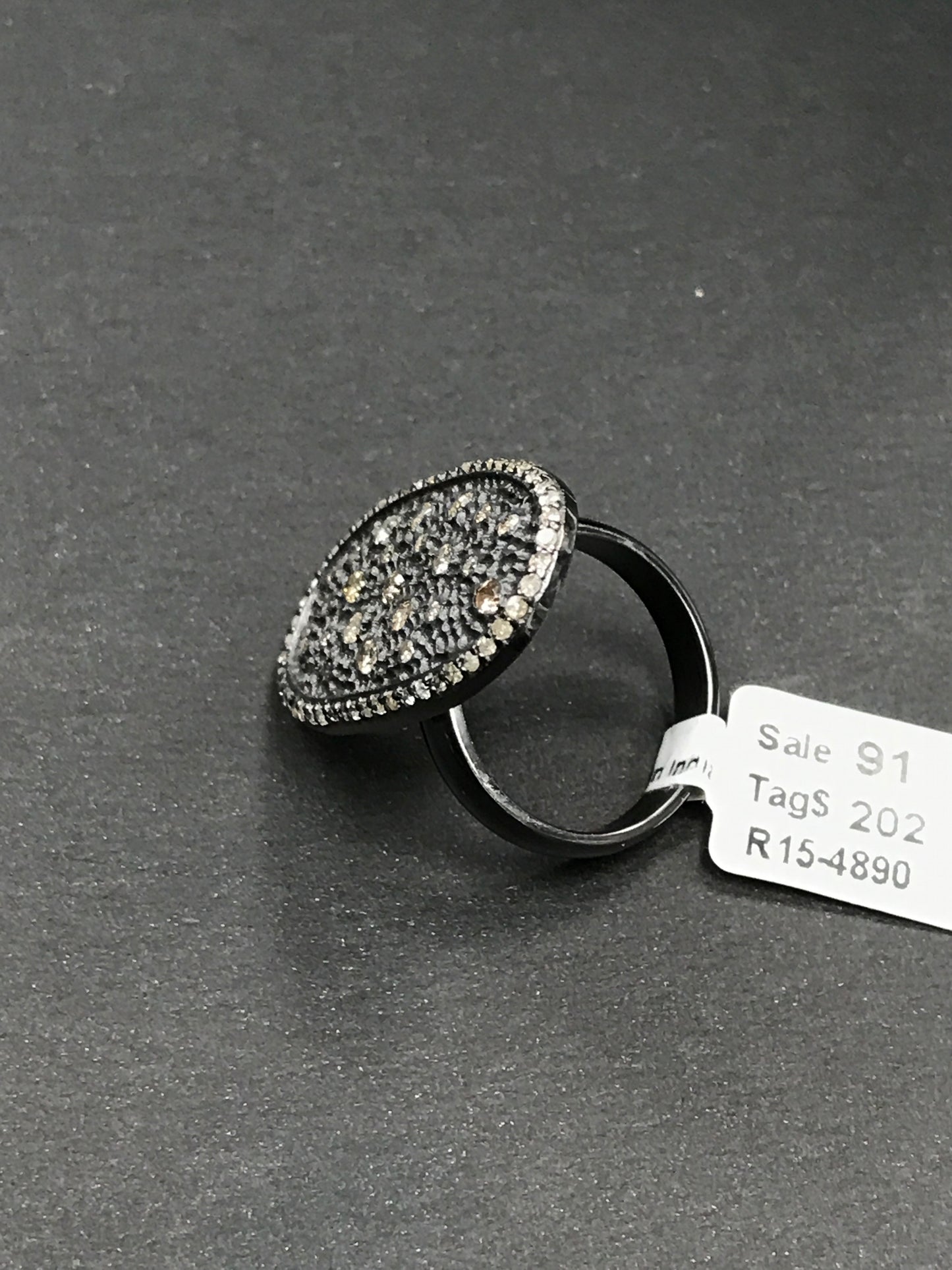 Oval Shape Pave Diamond Ring .925 Oxidized Sterling Silver Diamond Ring, Genuine handmade pave diamond Ring .