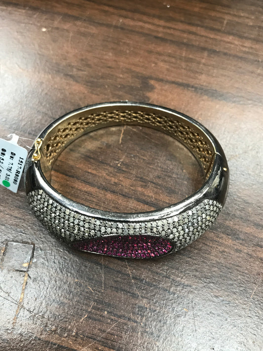 Diamond and Silver Ruby Stone Black Rhodium Finish Bracelets