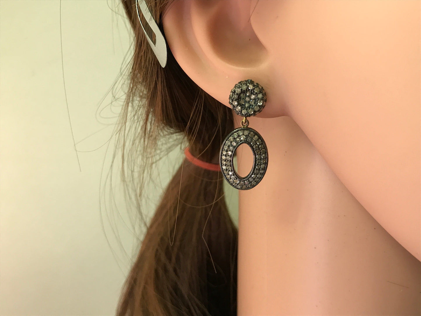 Diamond and Silver Black Rhodium Finish Earring