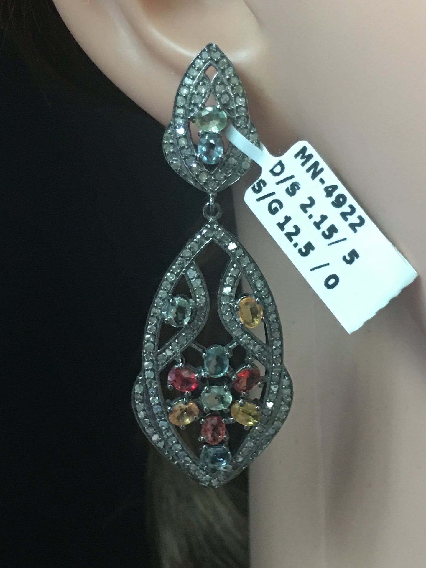 Mutiple Rhodium Diamond Earrings