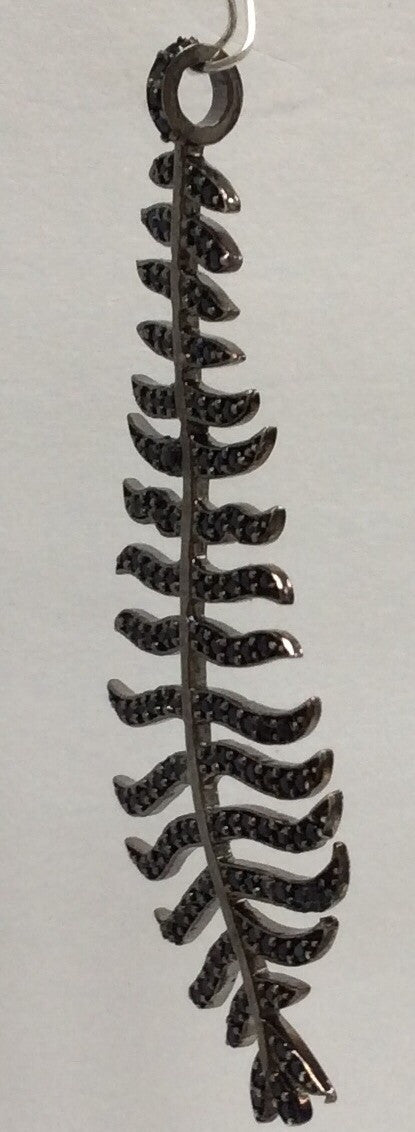 Leaf Black Spinel Charm